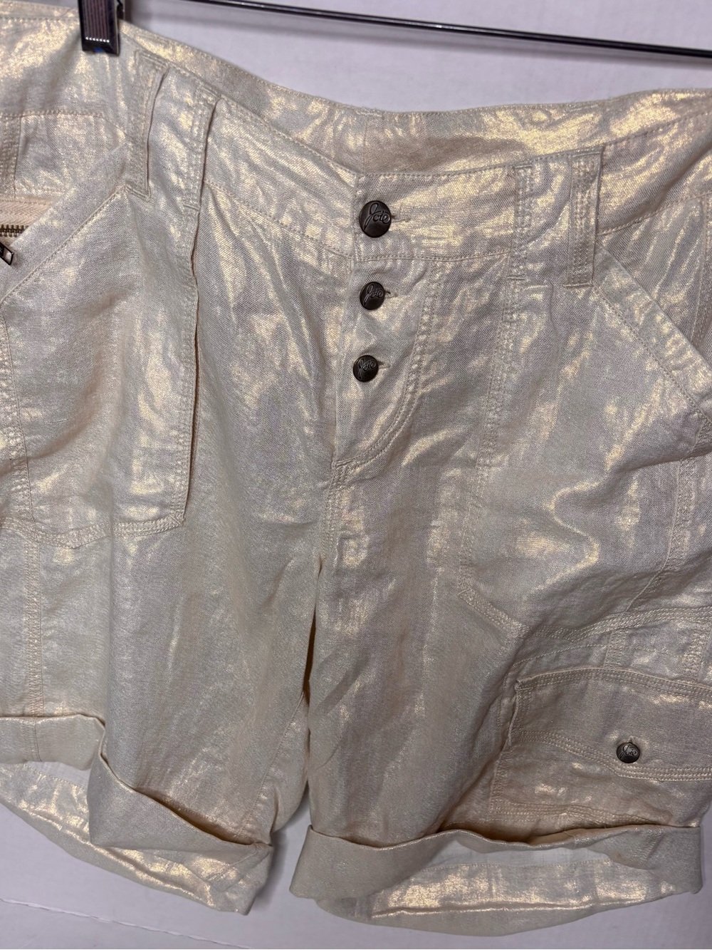Joie Metallic iridescent Ivory Button-Front Top 15 1/12 length